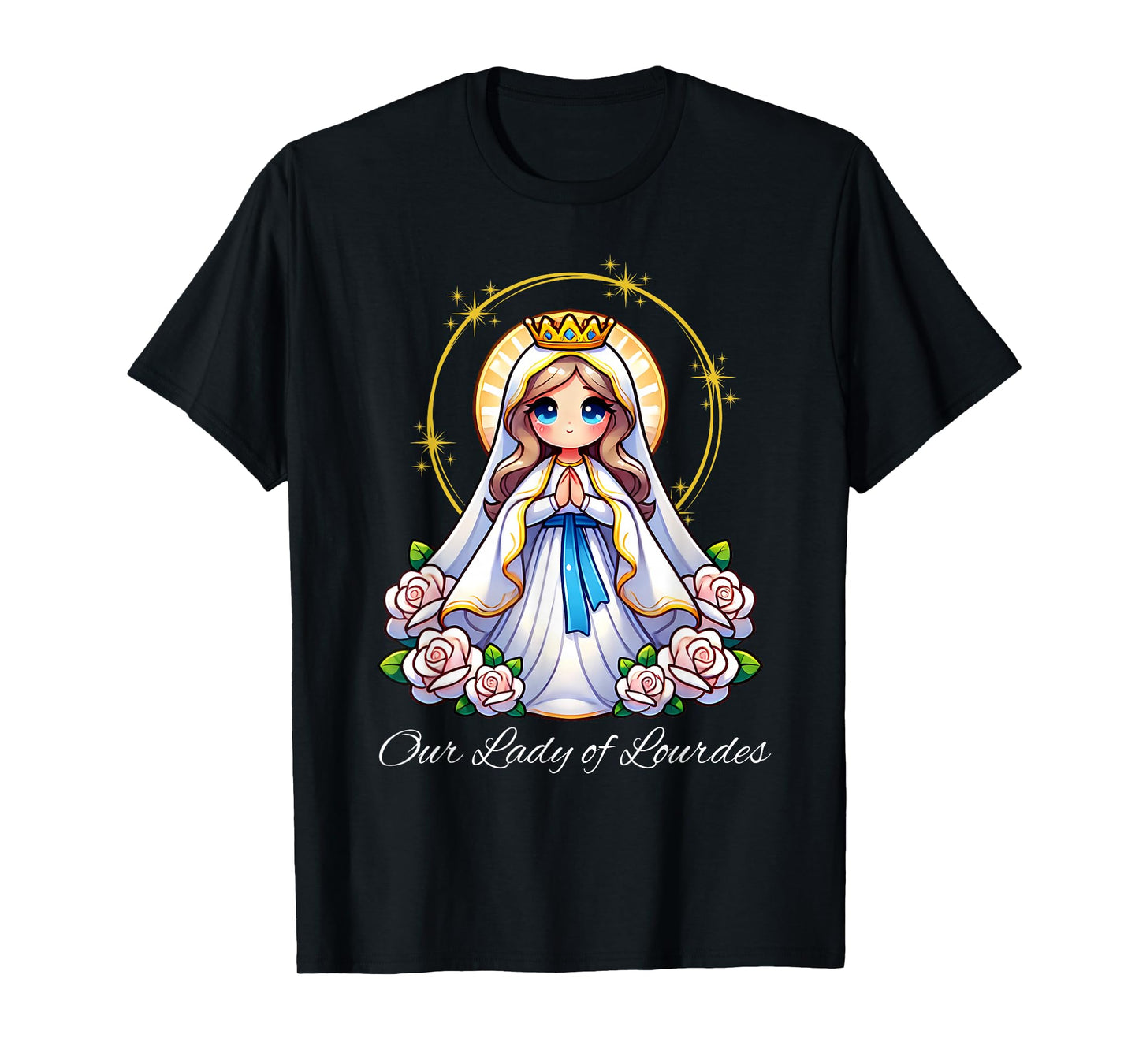 Our Lady of Lourdes Pray Mary Cute Women Catholic Girls kids T-Shirt