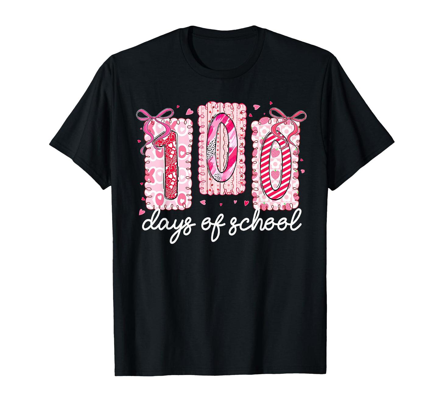 Preppy 100 Days of School Pink Coquette Bow Girl Women T-Shirt