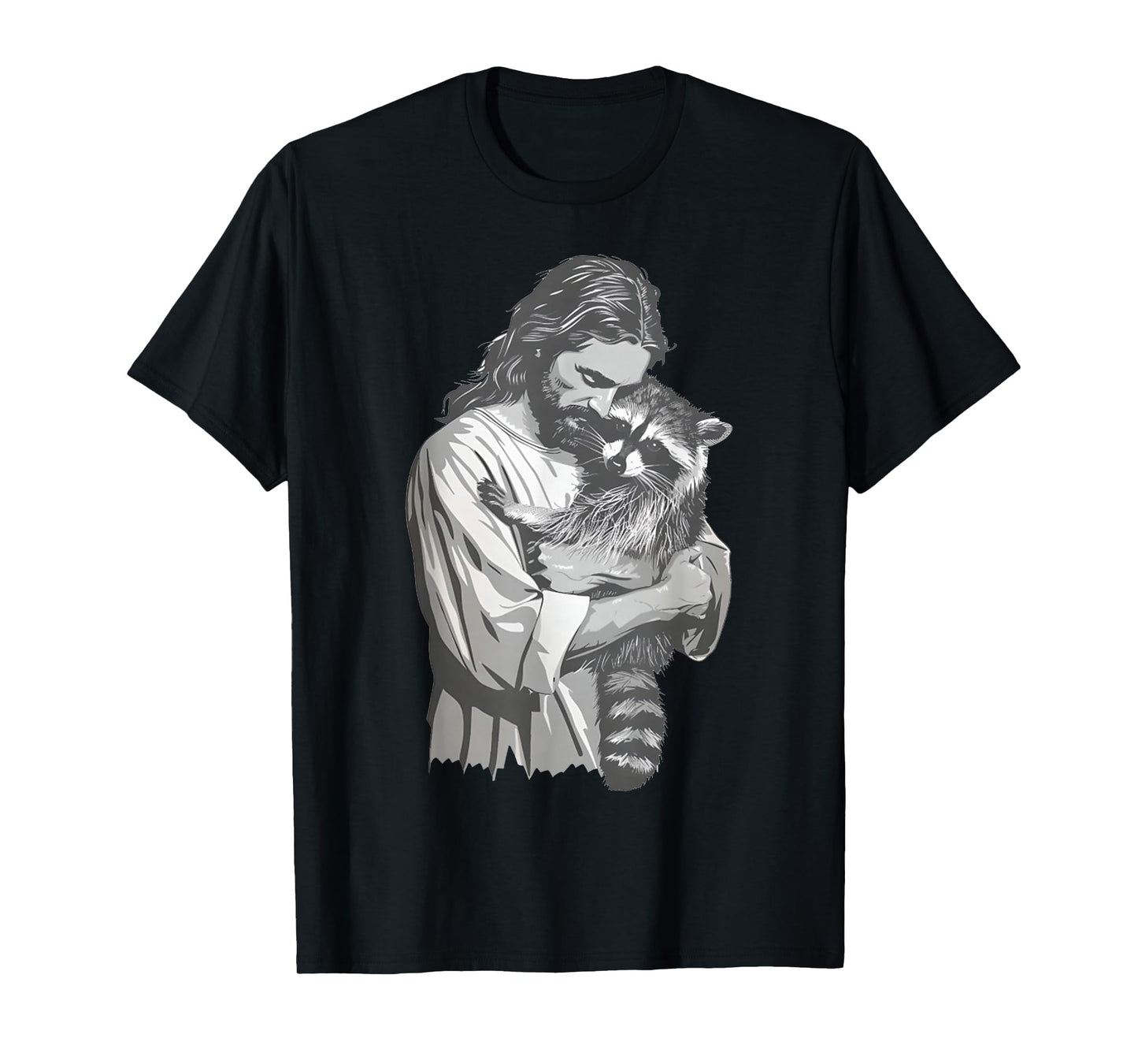 Racoon Lover Trash Panda Christian Jesus Holding A Raccoon T-Shirt