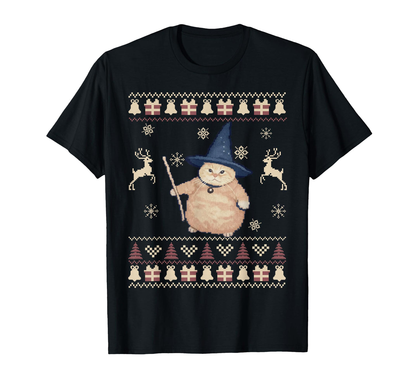 Wizard Cat Funny Halloween Christmas Ugly Sweater Silly Cat T-Shirt