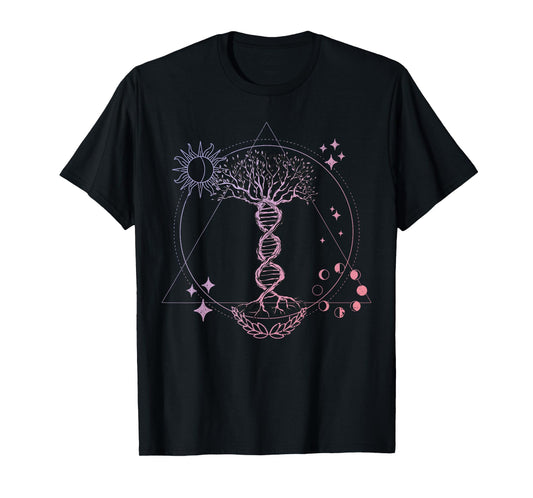 Triangle Phases Moon and Tree Life DNA - Esoteric Geometry T-Shirt