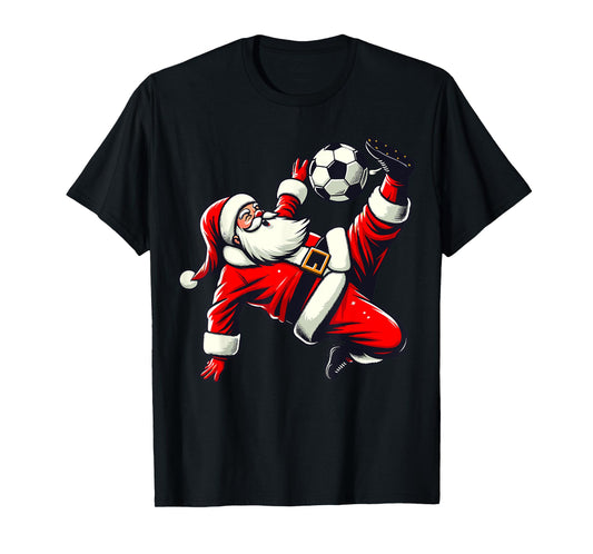 Santa Plays Soccer Bicycle Kick, Christmas Women Men Kids T-Shirt