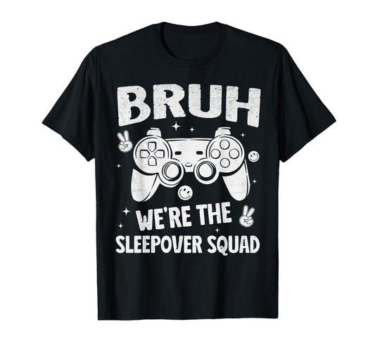 Gamer Sleepover Party For Boys Funny Bruh Slumber Party Game T-Shirt