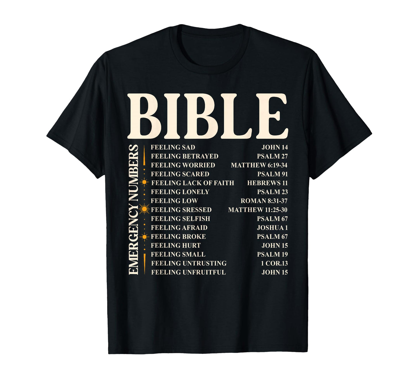 Bible Emergency Numbers - Funny Christian Bible & Jesus T-Shirt