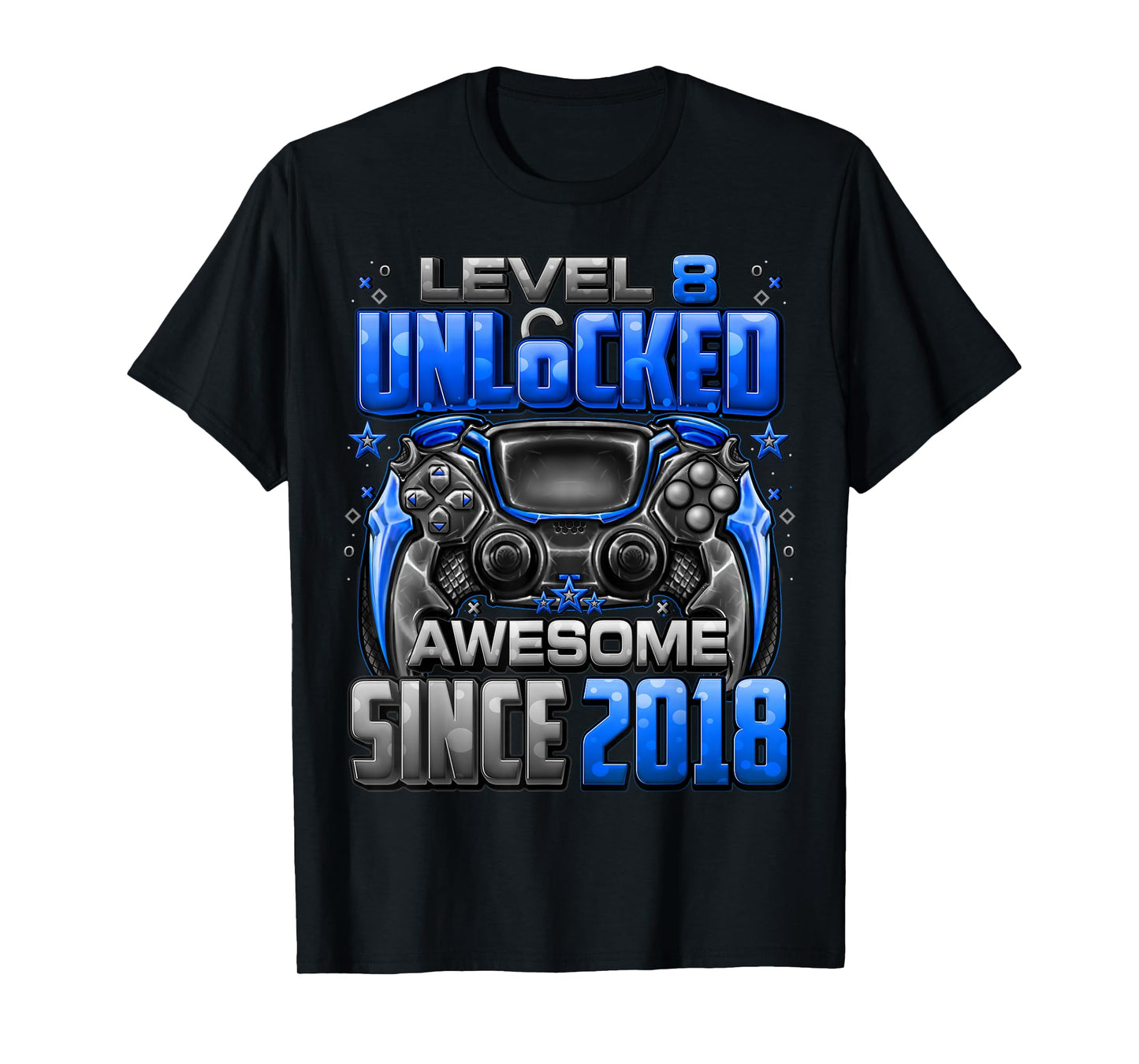 Level 8 Unlocked Awesome Since 2018 8th Birthday Gaming T-Shirt