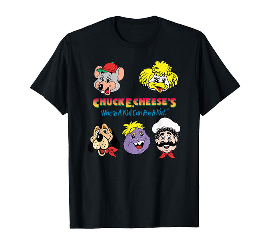 Chuck E. Cheese's Where A Kid Can Be A Kid Friendly Faces T-Shirt