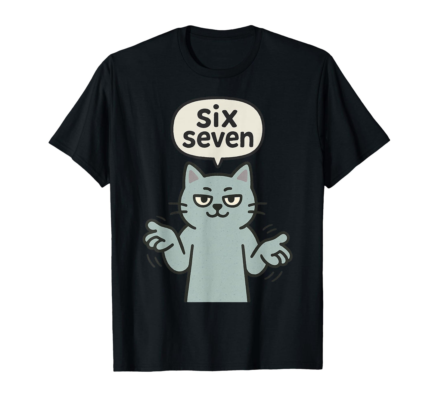 67 Six Seven 6-7 Cat - Funny Kids Gaming Brainrot Meme T-Shirt