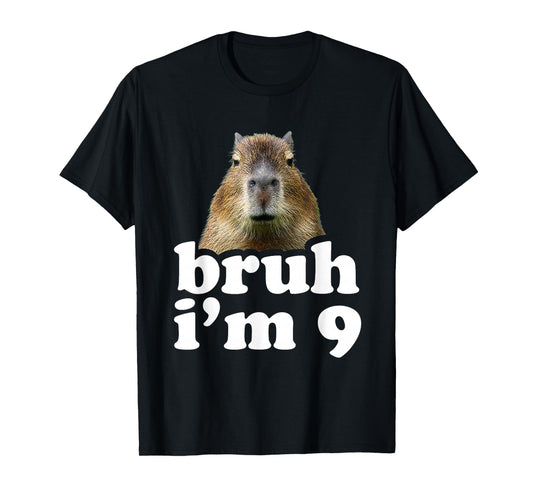 Bruh I'm 9 Year Old Capybara 9th Birthday Capybara T-Shirt