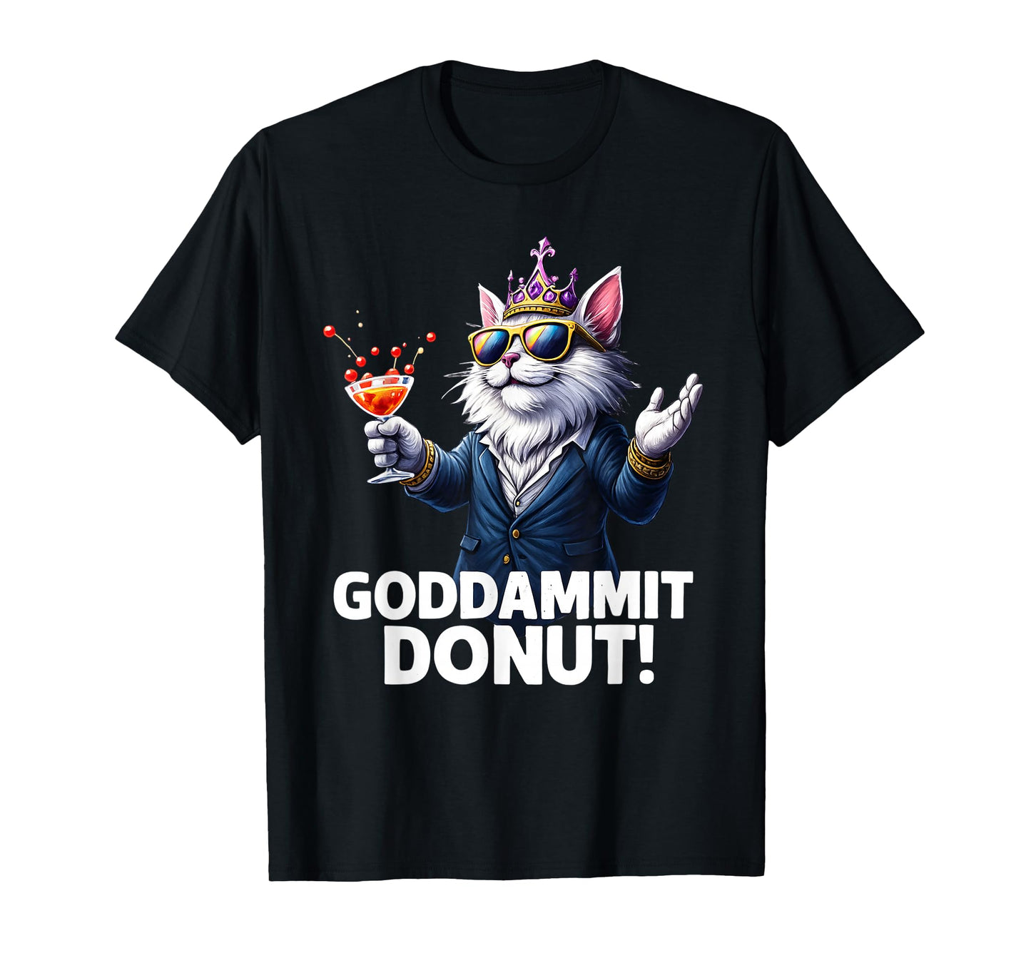Donut Princess Cat Meme Fantasy Kawaii Funny Cartoon Style T-Shirt