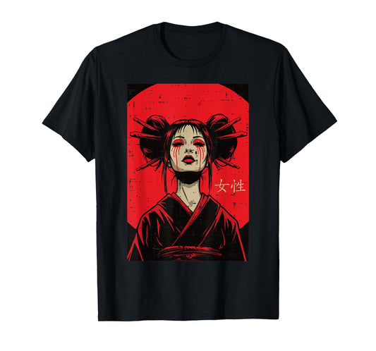 Japanese Geisha Woman Crying Blood Art Women Girls Kids Men T-Shirt