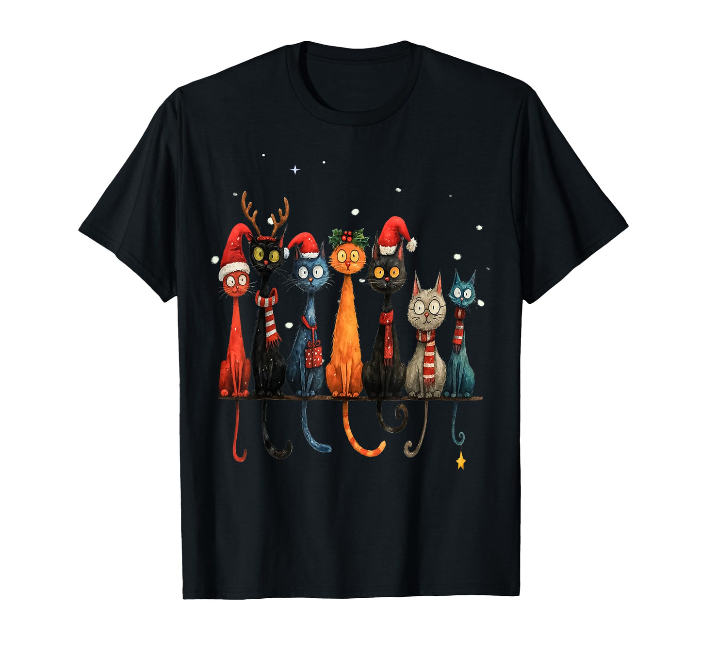 Christmas Whimsical Mid-Century Modern Look Cats 50& 60s T-Shirt
