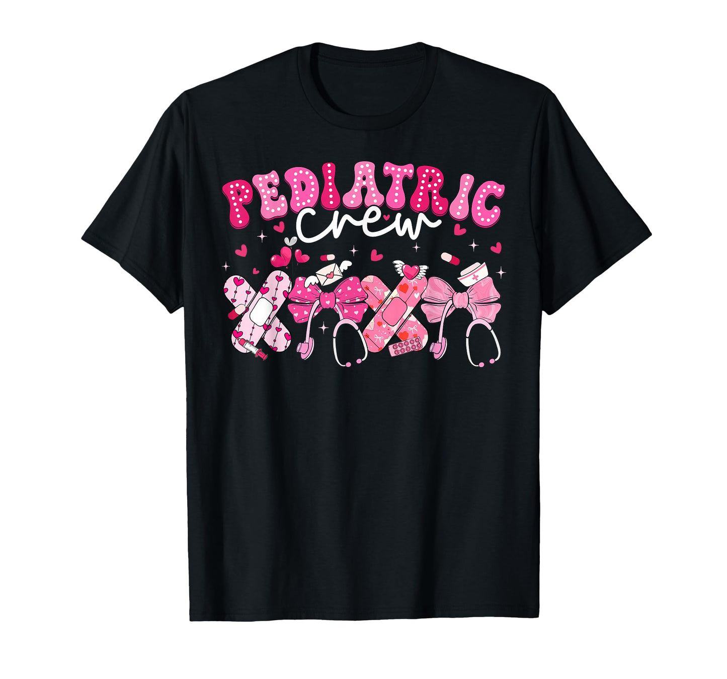 Valentine Pediatric Crew XOXO Nurse Coquette Bow Peds Women T-Shirt