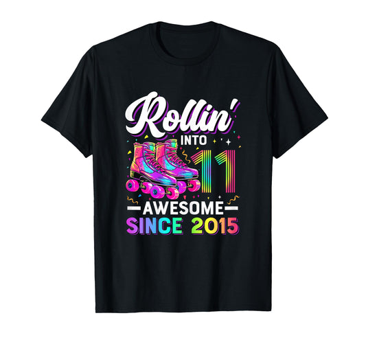 11th Birthday Shirt Girl 11 Year Old Roller Skate Skating T-Shirt