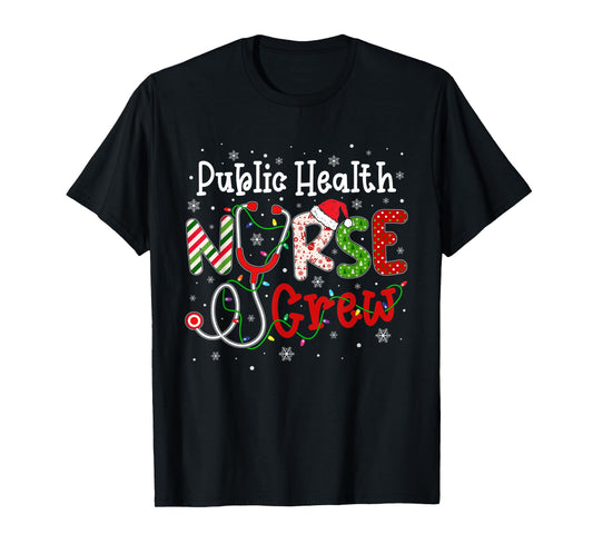 Public Health Christmas Nurse Crew Nursing Christmas Pattern T-Shirt