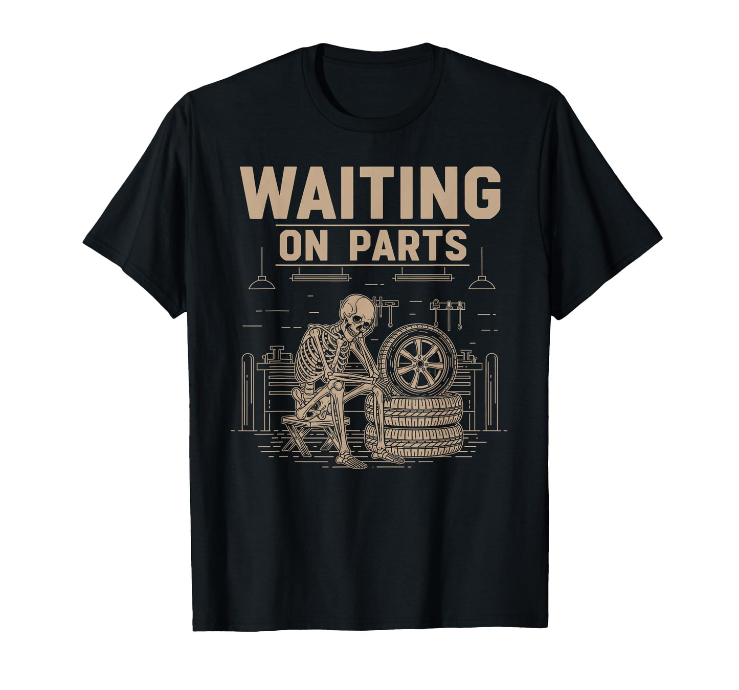 Waiting On Parts Funny Skeleton Auto Mechanic Technician T-Shirt