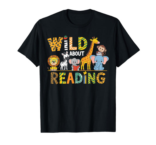 Wild About Reading Kid Love Wild Animal Books Back To School T-Shirt