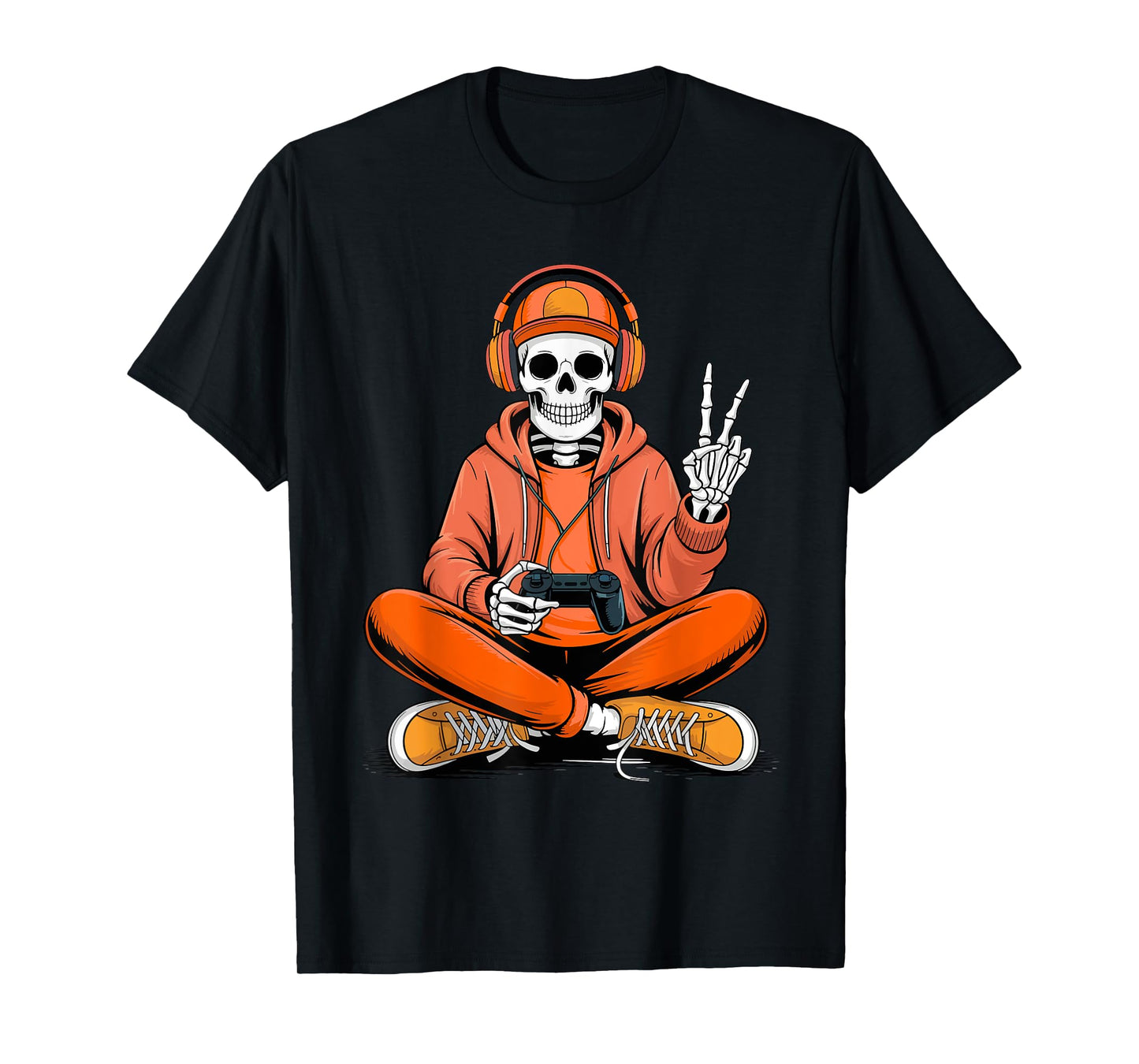 Skeleton Gamer Video Gaming Halloween Boys Men Kids T-Shirt
