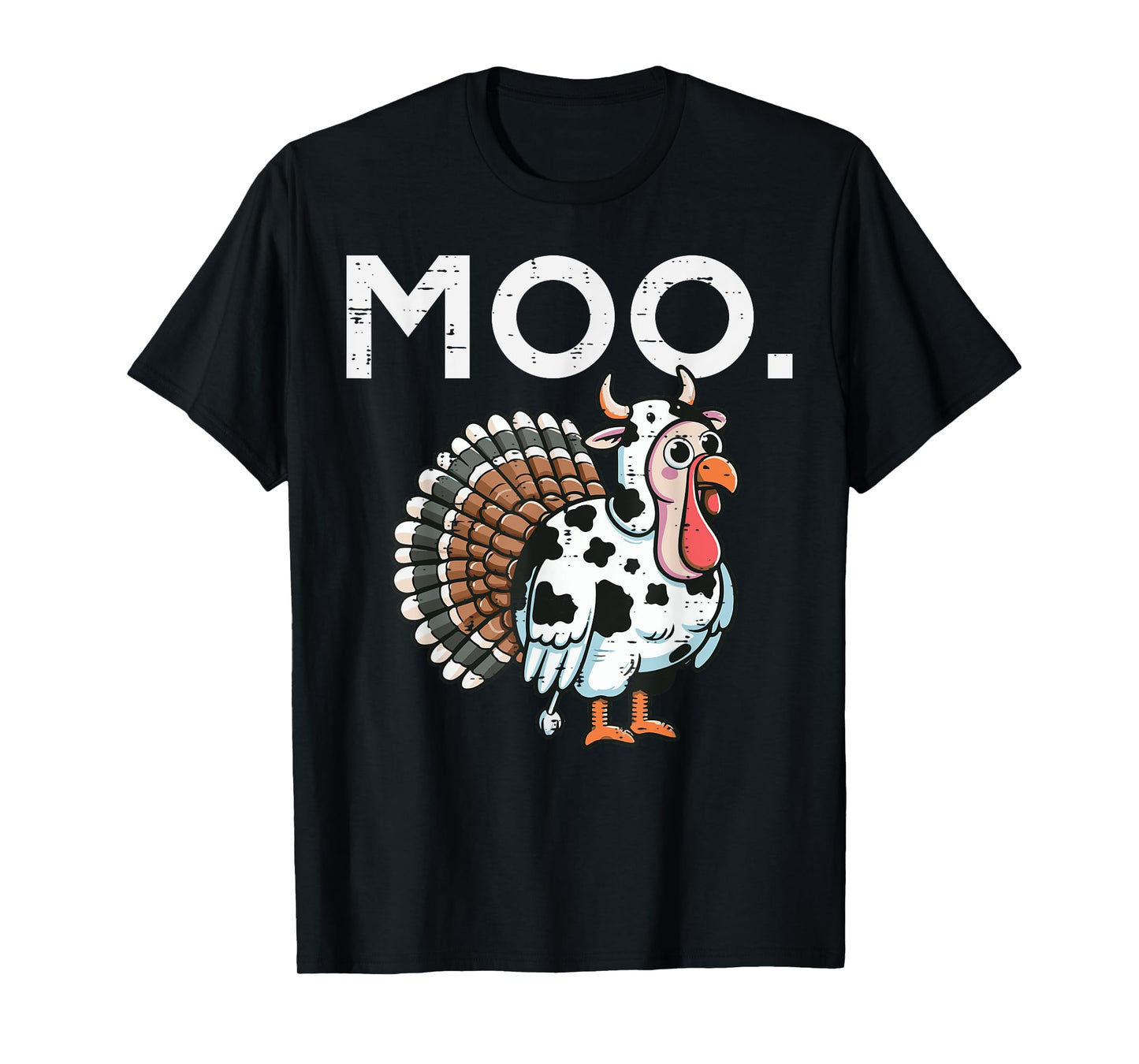 Thanksgiving Moo Turkey Cow Funny Fall Farm Men Women Kids T-Shirt