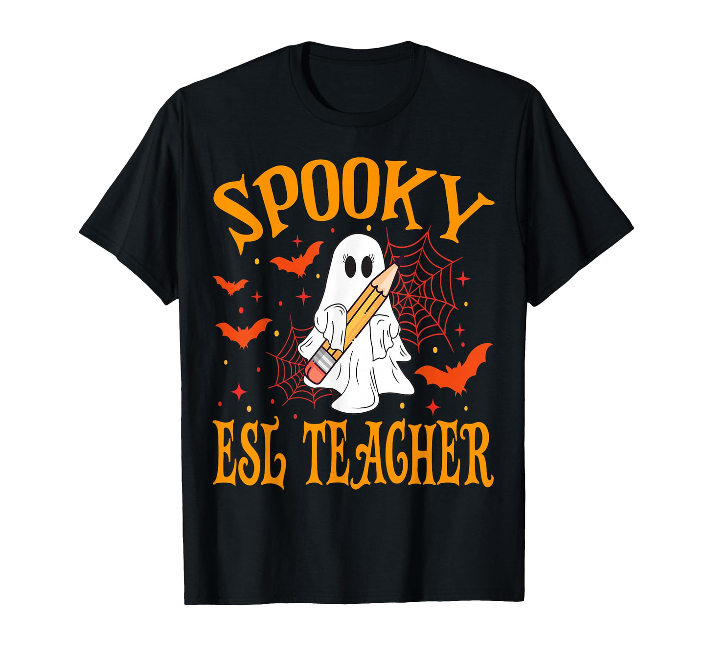 Spooky ESL Teacher Ghost Funny Halloween School Women T-Shirt