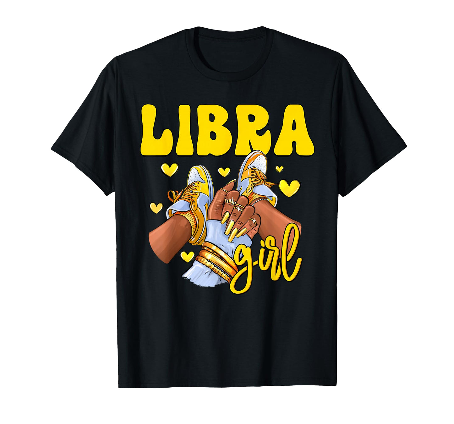 Libra Girl Shoes Sneakers Zodiac Sign Black Women T-Shirt