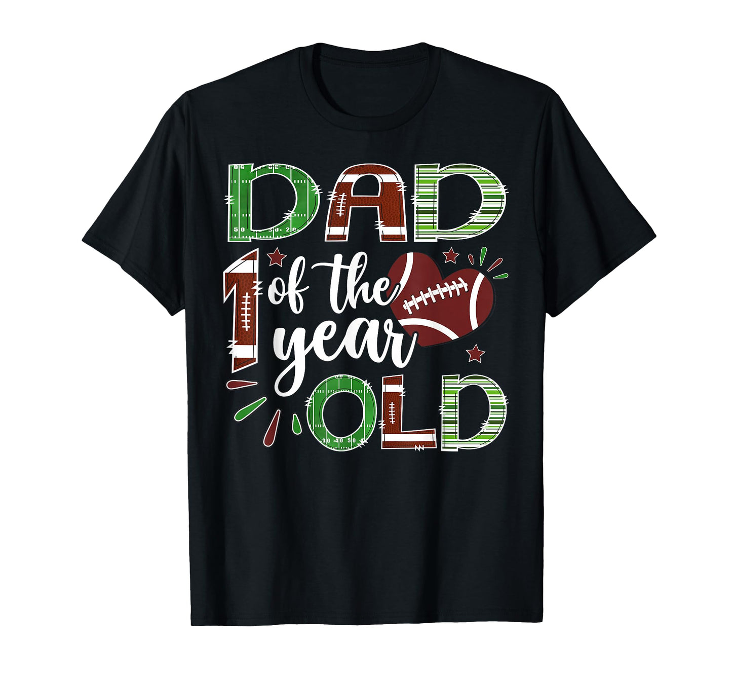 Dad of The 1 Year Old Football First Birthday Boy Matching T-Shirt