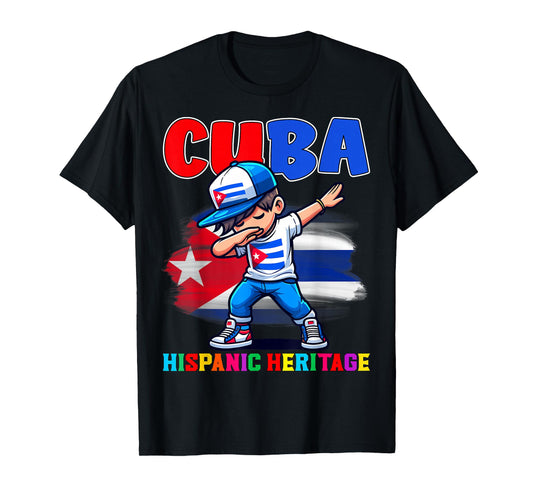 Cuba Dabbing Kid Hispanic Heritage Celebration for Kids T-Shirt