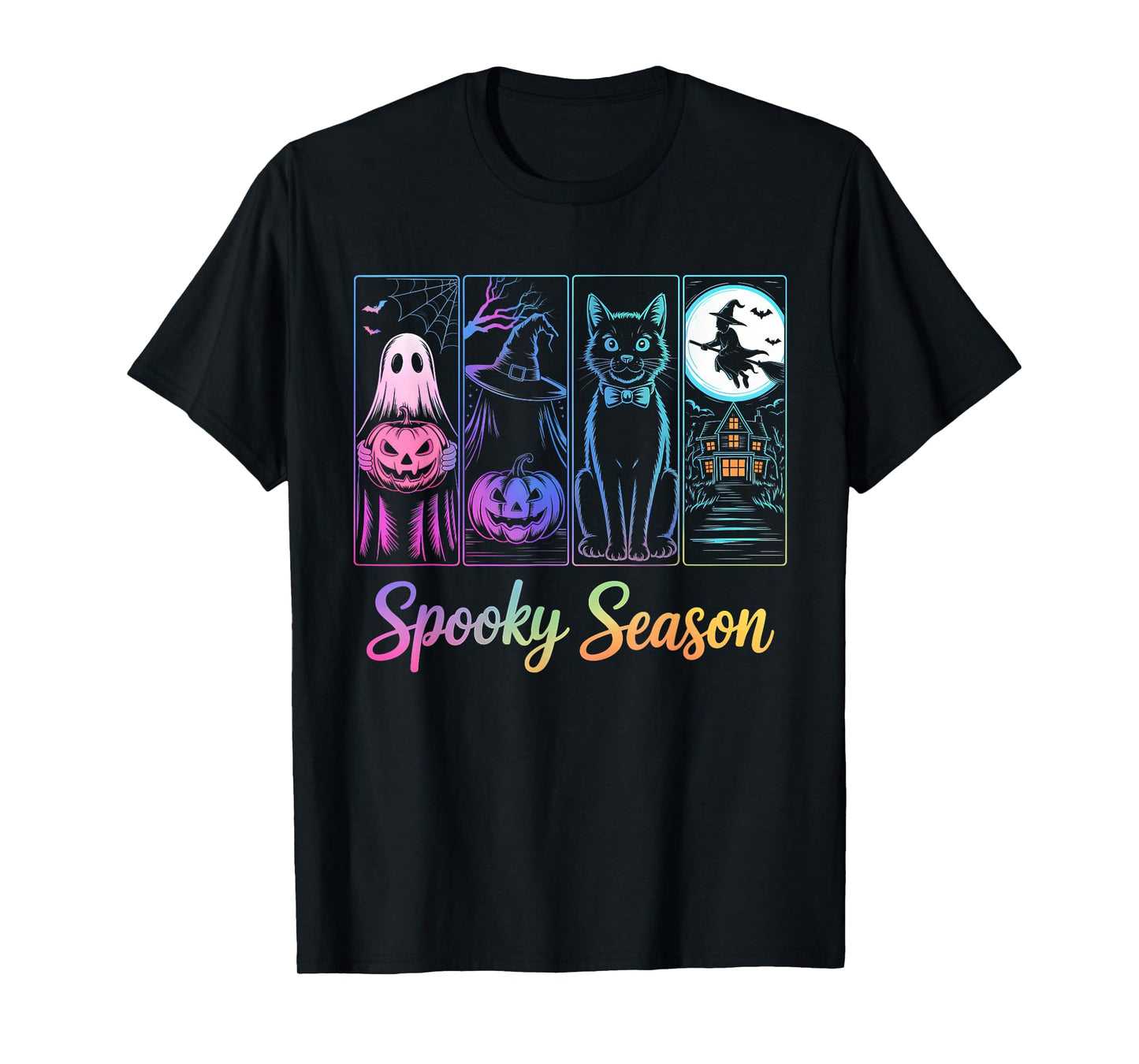 Spooky Season Black Cat Ghost Pumpkin Halloween Costume T-Shirt