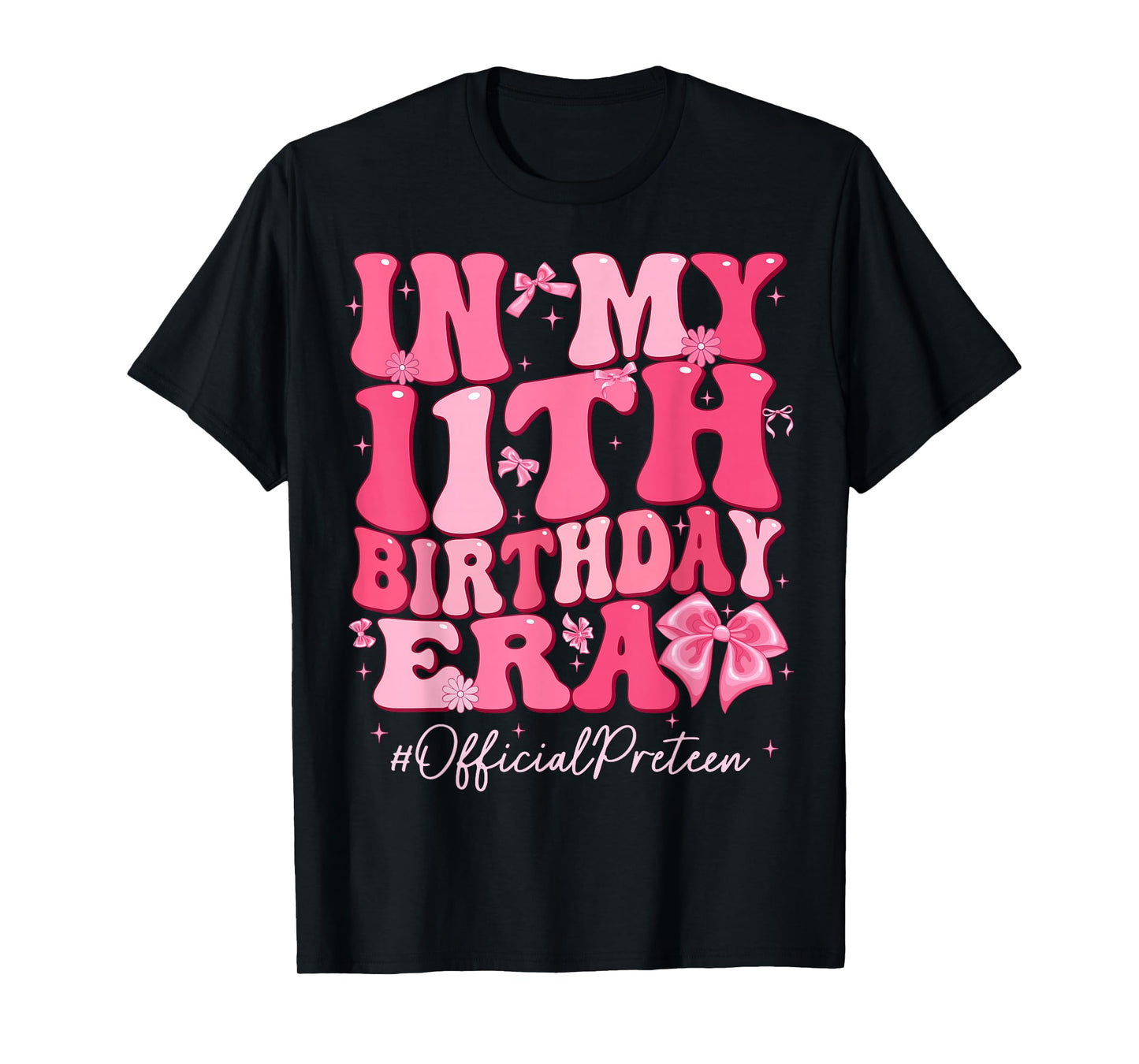 Groovy In My 11th Birthday Era Coquette Bow Birthday Girl T-Shirt