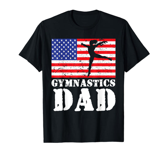 USA American Distressed Flag Gymnastics Dad Men Gift For Him T-Shirt