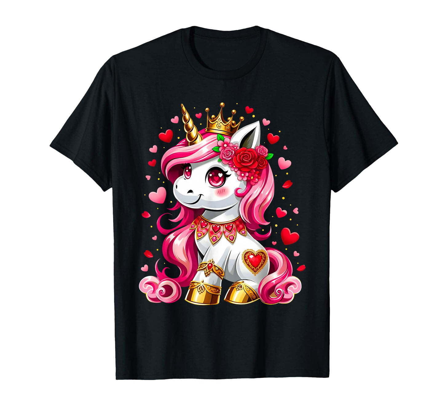 Cute Unicorn Heart Valentines Day Girls Kids Valentine T-Shirt