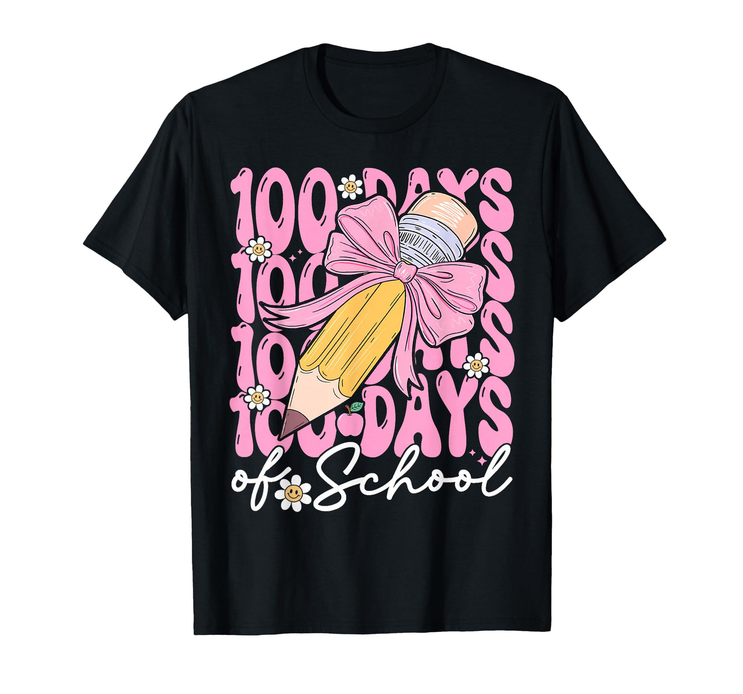 100th Day of School 100 Days Smarter Coquette Bow Kids Girls T-Shirt