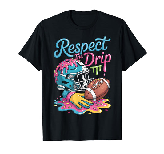 Football Drip Boys Football Ice Cream Sprinkle Respect Drip T-Shirt
