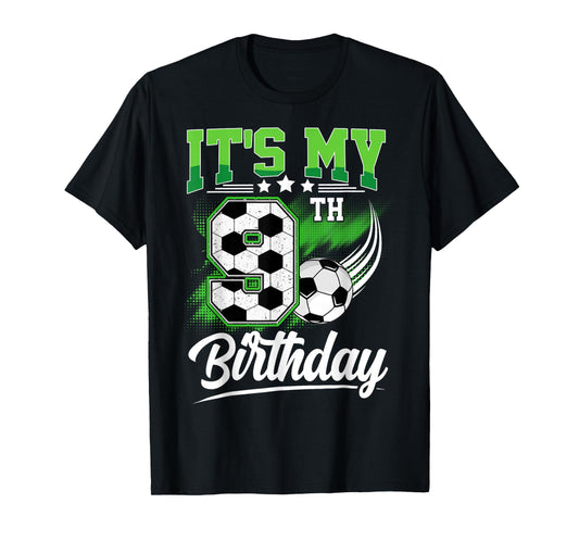 It's My 9th Birthday Boy Soccer Ball 9 Year Old Birthday T-Shirt