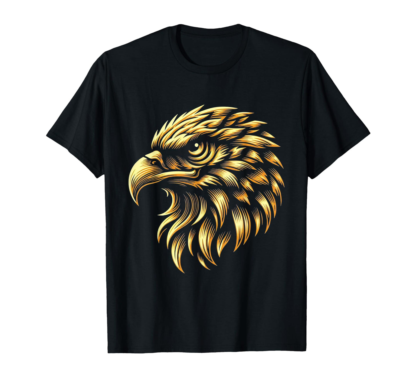 Golden American Bald Eagle Head Patriotic Design T-Shirt