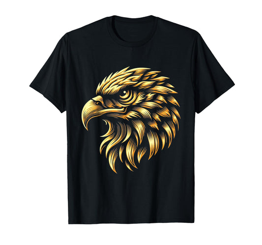 Golden American Bald Eagle Head Patriotic Design T-Shirt