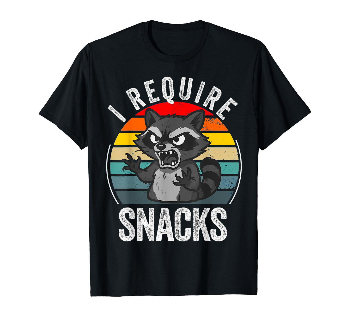 Vintage Retro Funny Raccoon I Require Snacks T-Shirt
