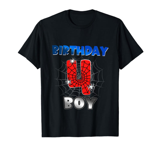 Kids Birthday Boy 4th Birthday Spider Theme Party 4 Year Old Boys T-Shirt