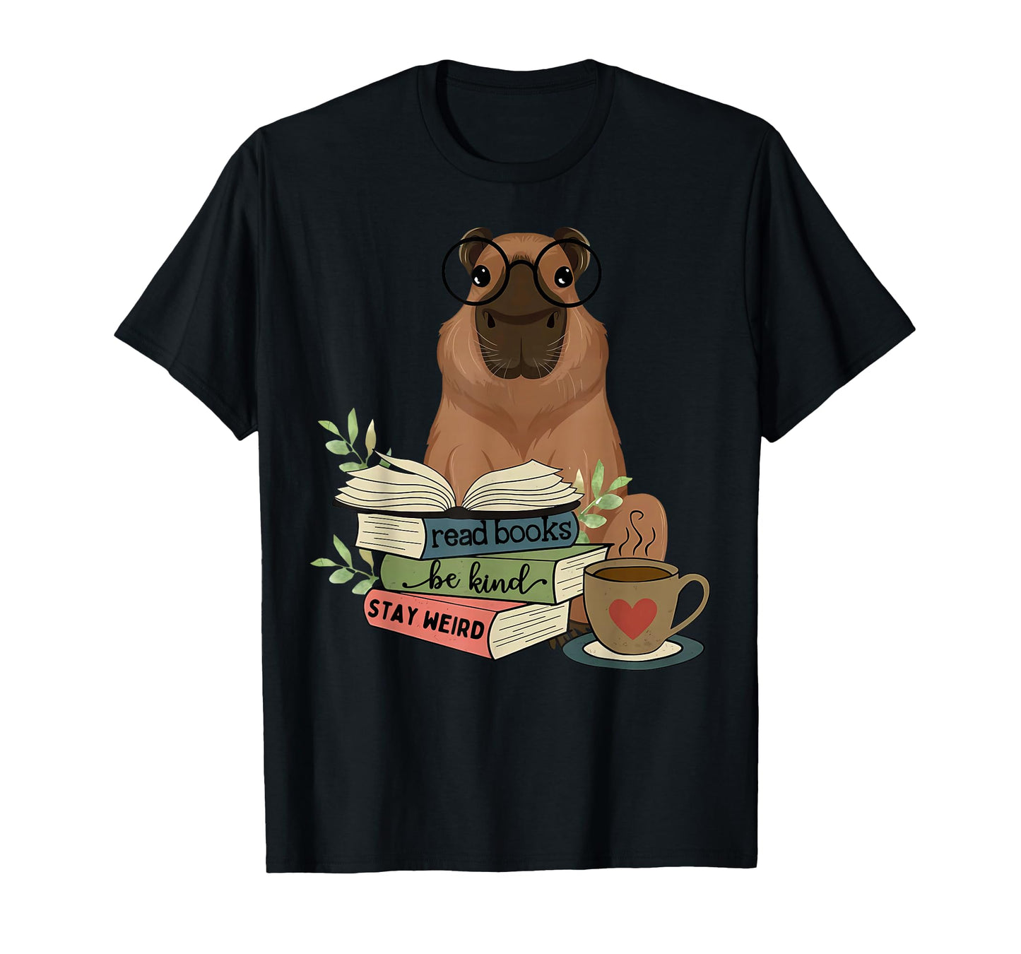 Capybara Glasses Reading Books Capybara Nerd Bookworm T-Shirt