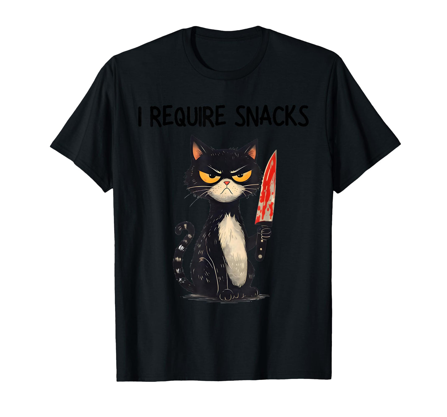 Funny Cat Meme I Require Snacks Design Men Women T-Shirt