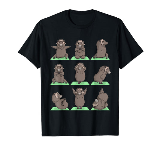 Musk Ox Yoga Pose Zen Cute Workout Exercise Yogi Funny T-Shirt