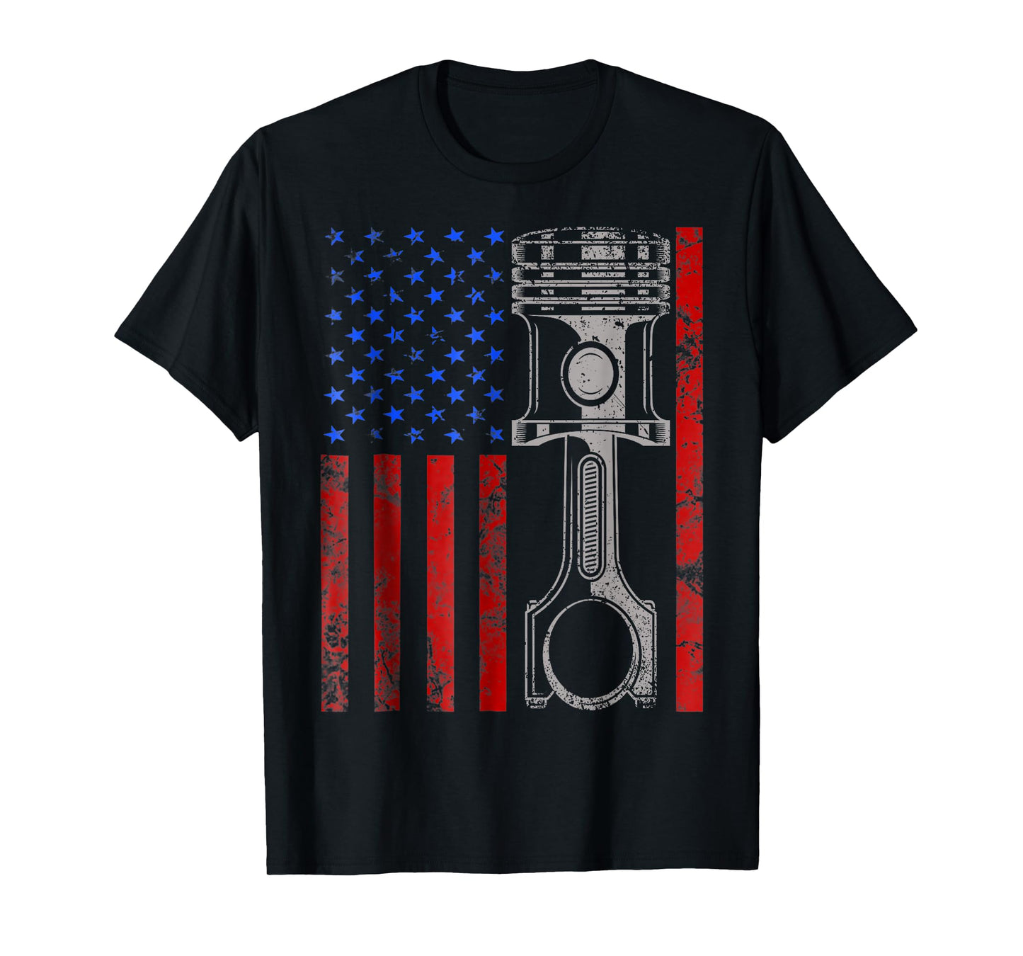 American Flag Piston Muscle Car Patriotic Vintage T-Shirt
