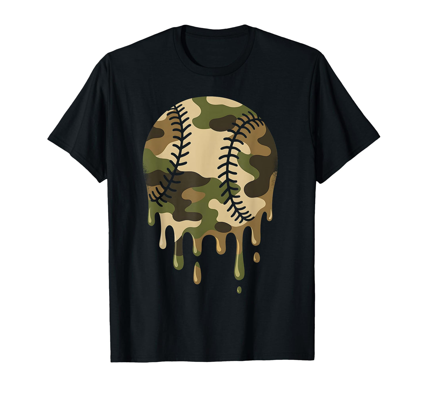 Baseball Drip Camo Boys Men Military Sports Cool Game Day T-Shirt