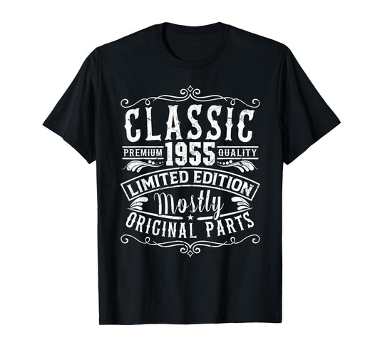 Born In 1955 Classic Mostly Original Parts Funny Birthday T-Shirt