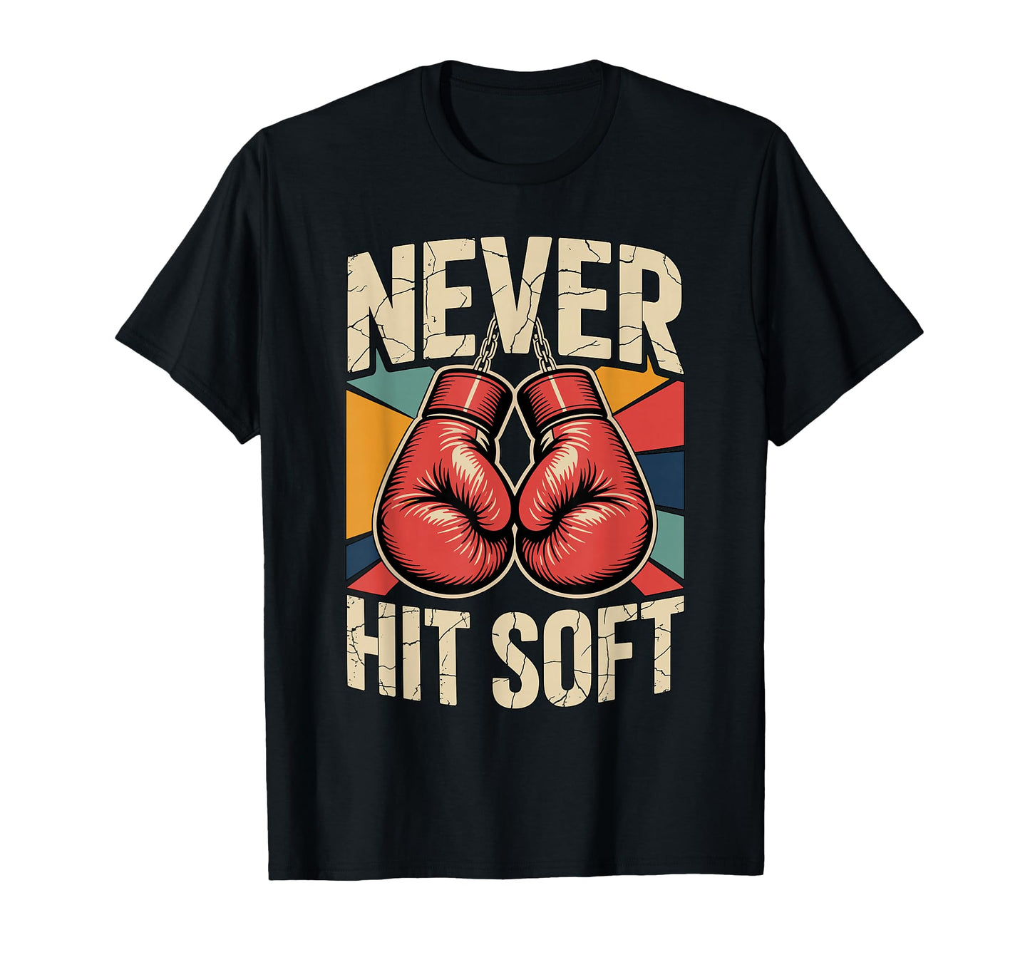 Vintage Boxing Never Hit Soft Kickboxing Boxer Training T-Shirt