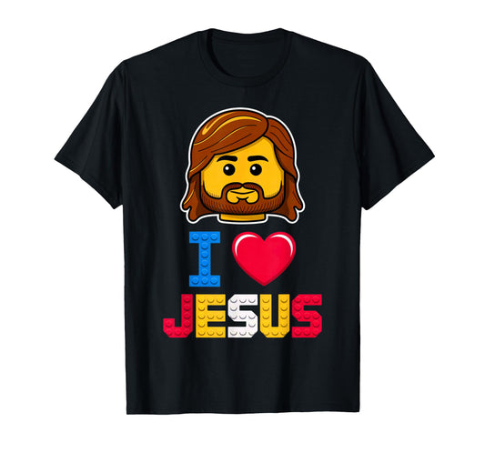 I Love Jesus Master Builder Building Bricks Blocks Christian T-Shirt