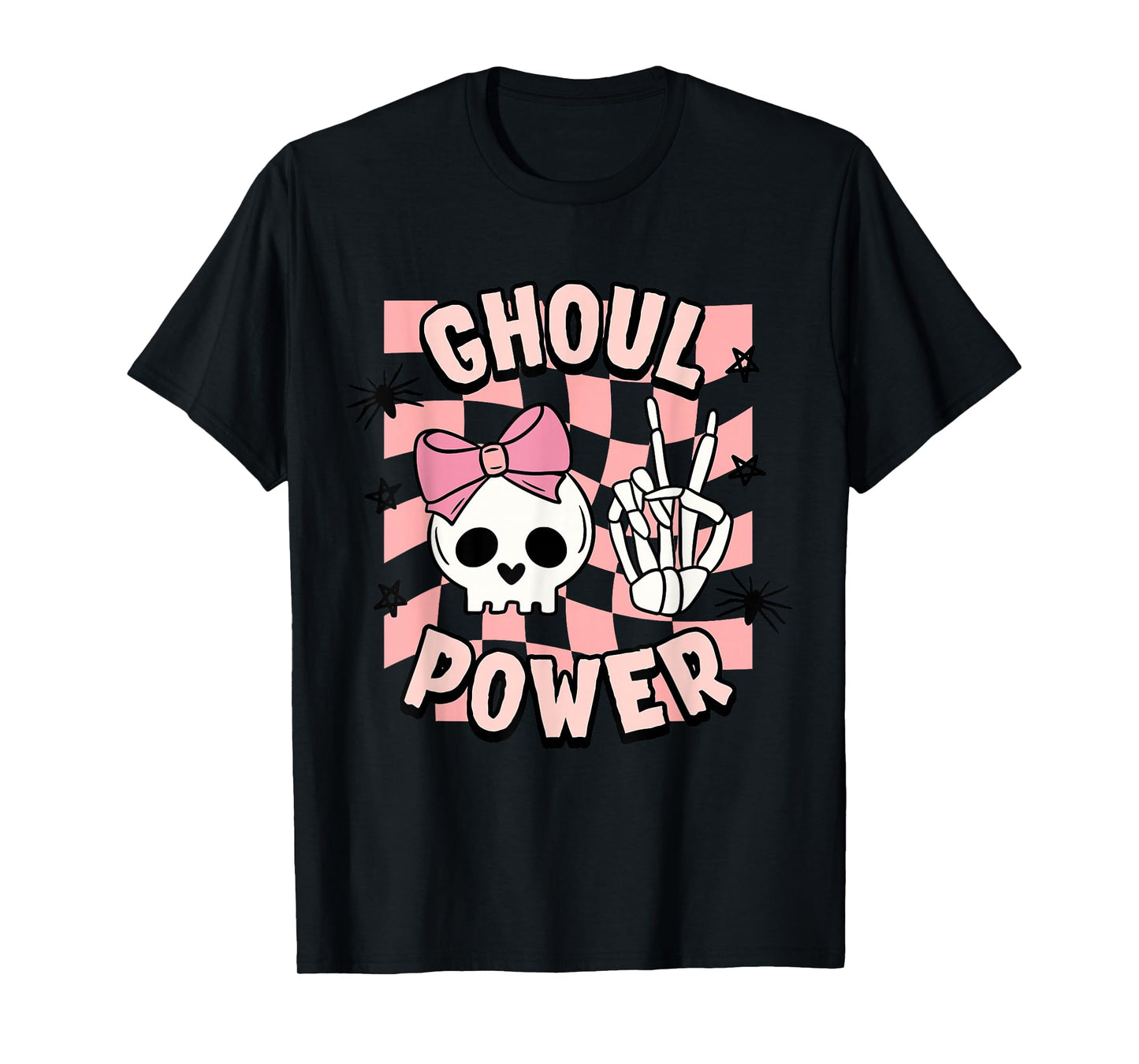 Cute Halloween Funny Girl Ghoul Power Pink Skull T-Shirt