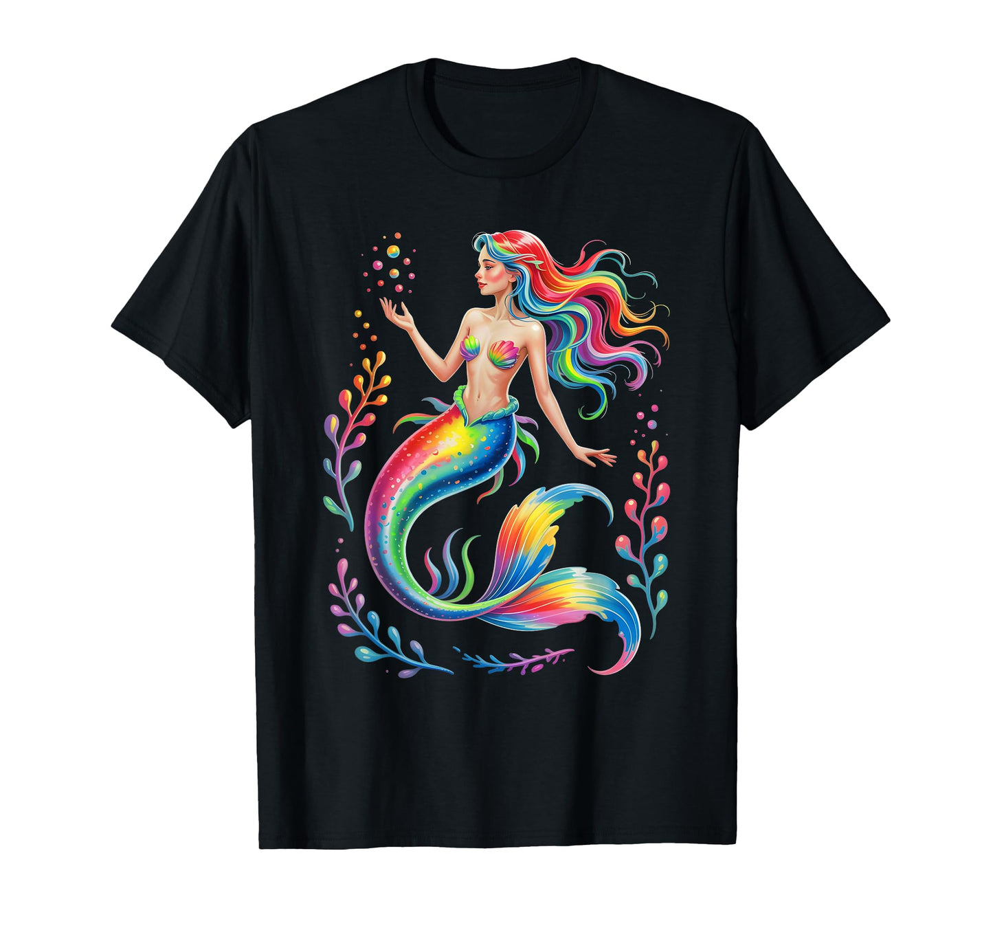 Mermaid Colorful Abstract Painting Art Graphic Motif women T-Shirt