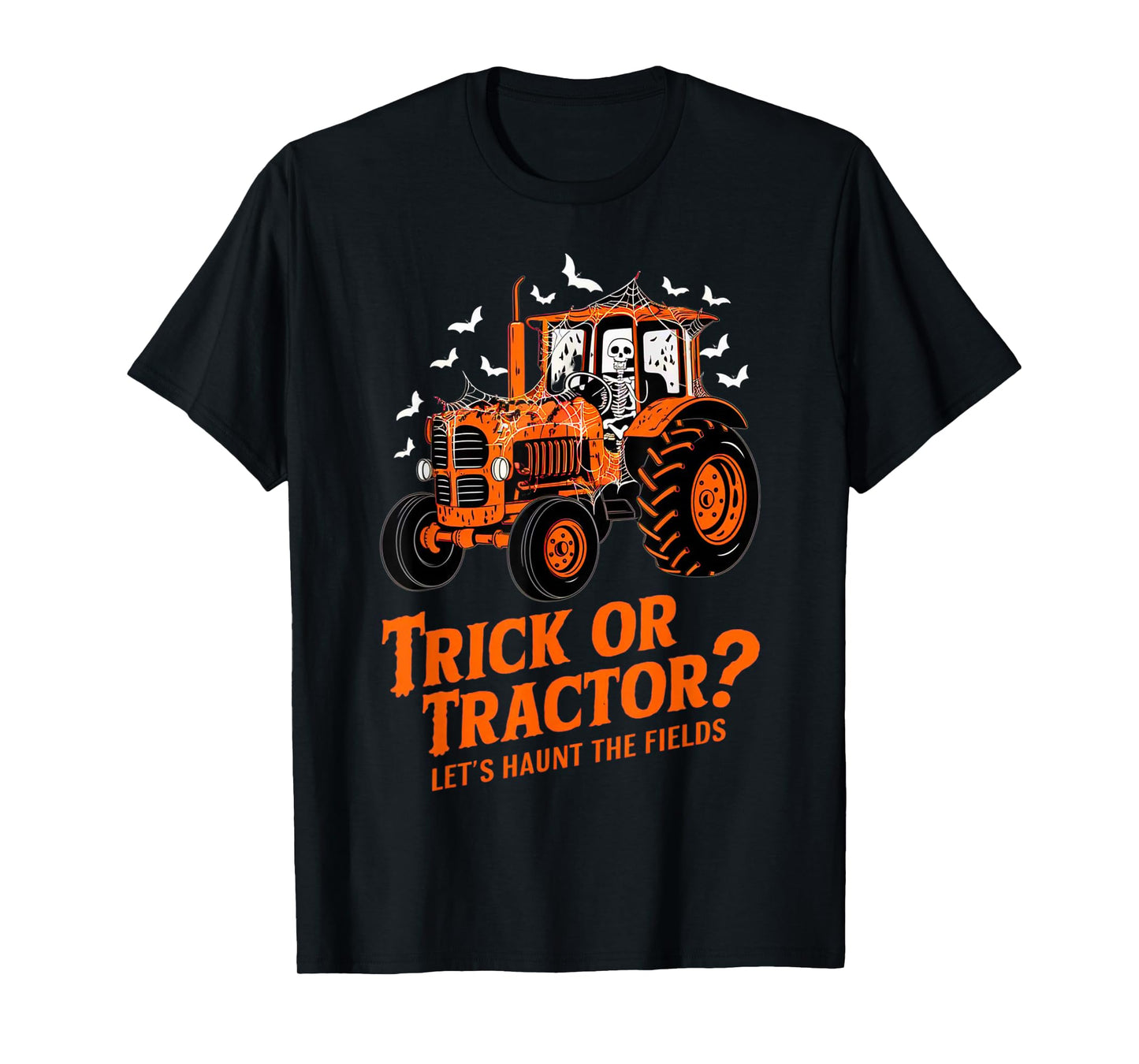 Funny Farmer Costume Halloween Spooky Skeleton Drive Tractor T-Shirt