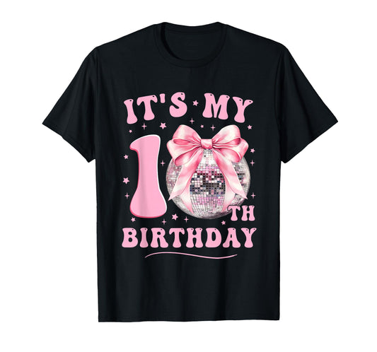 It's My 10th Birthday Coquette Bow Disco Ball 10 Years Old T-Shirt