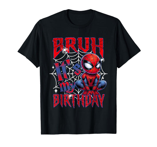 Bruh It's My Birthday Funny Spider Birthday For Boys Kids T-Shirt